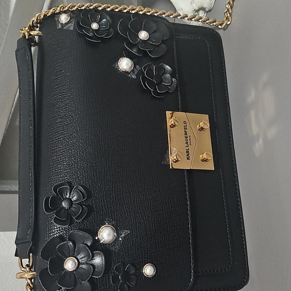 Karl Lagerfeld Black Floral Crossbody Bag - Picture 3 of 4